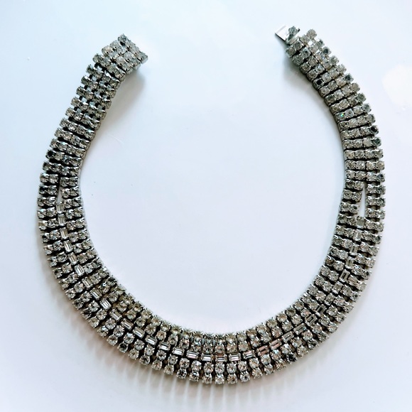 Hollywood Classic Collectable Rhinestone 5 Row Crystal Choker Necklace EVC - Picture 7 of 11